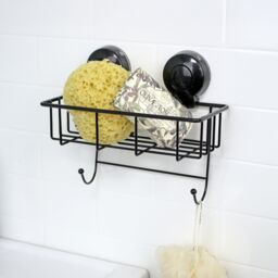 Showerdrape Suctionloc Black Steel Suction Wall Mounted Rectangular Basket - thumbnail 2