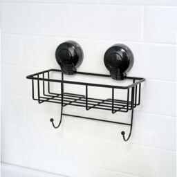 Showerdrape Suctionloc Black Steel Suction Wall Mounted Rectangular Basket - thumbnail 1