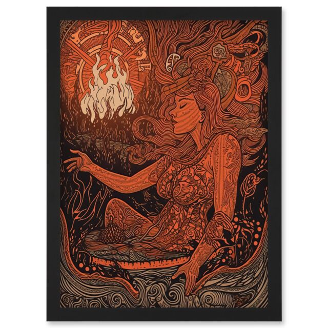 Artery8 You Light my Fire The Temptress Concept Art Artwork Framed Wall Art Print A4 in Black - image 1