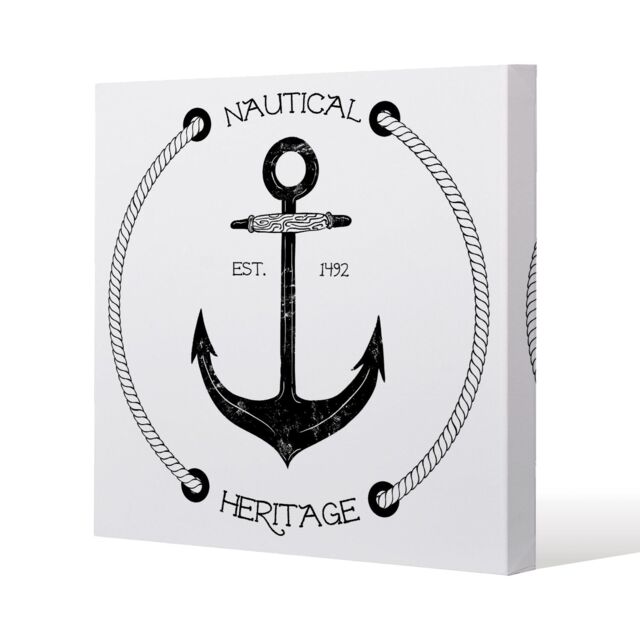 Benjamin Tate Design Nautical Anchor (Canvas Print) / 61 x 61 x 4cm in Natural - Size: 61 x 61 x 4 cm - image 1
