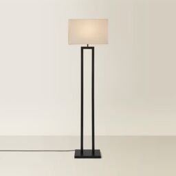 ValueLights Gloria Double Stem Metal Floor Lamp with Rectangular Lamp Shade in Black - thumbnail 3