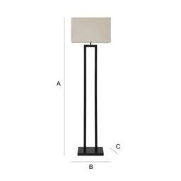 ValueLights Gloria Double Stem Metal Floor Lamp with Rectangular Lamp Shade in Black - thumbnail 8