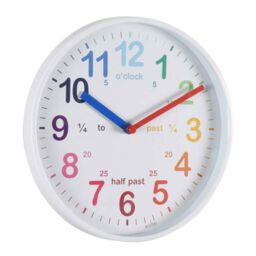 Acctim Wickford Kids Teaching Wall Clock Quartz Rainbow Dial Quarter Markers 20cm in White - thumbnail 3