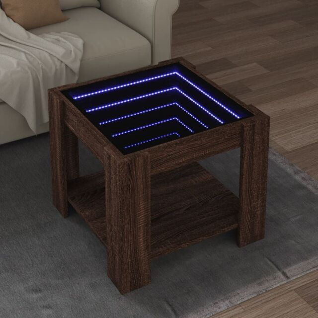 Berkfield Home Coffee Table with LED Brown Oak 53x53x45 cm Engineered Wood - Size: 53 x 53 x 45 cm - image 1