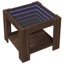 Berkfield Home Coffee Table with LED Brown Oak 53x53x45 cm Engineered Wood - Size: 53 x 53 x 45 cm - thumbnail 3
