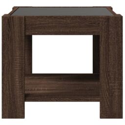 Berkfield Home Coffee Table with LED Brown Oak 53x53x45 cm Engineered Wood - Size: 53 x 53 x 45 cm - thumbnail 6