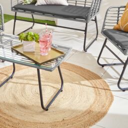 Neo 4 Piece Wicker Bamboo Style Garden Sofa, Table & Chairs Set in Dark Grey - thumbnail 6