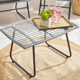 Neo 4 Piece Wicker Bamboo Style Garden Sofa, Table & Chairs Set in Dark Grey - thumbnail 8