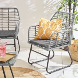 Neo 4 Piece Wicker Bamboo Style Garden Sofa, Table & Chairs Set in Dark Grey - thumbnail 7