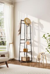 H&O Direct 4 Tiers Industrial Style Clothing Hat Rack in Brown - thumbnail 2