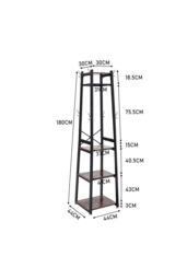 H&O Direct 4 Tiers Industrial Style Clothing Hat Rack in Brown - thumbnail 6