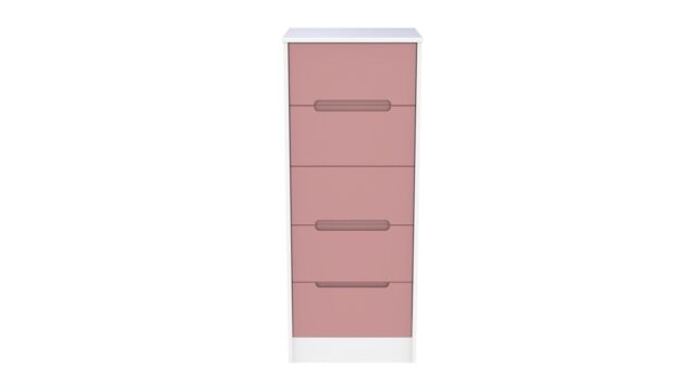 Ready Assembled 2 U Bristol 5 Drawer Tall Bedside (Ready Assembled) in Dusty Pink - image 1