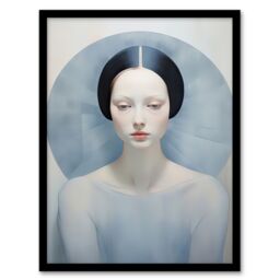 Artery8 Wall Art Print Anne Boleyn Modern Conceptual Painting Sad Melancholic Framed Art in Pale Blue - Size: A4 - thumbnail 1