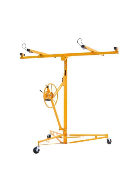 11ft Steel Drywall Lifter with Locking Casters - Telescopic Panel Hoist for Walls/Ceilings - Heavy-Duty Construction Lift Tool in Yellow - image 1