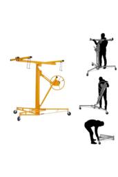 11ft Steel Drywall Lifter with Locking Casters - Telescopic Panel Hoist for Walls/Ceilings - Heavy-Duty Construction Lift Tool in Yellow - thumbnail 4