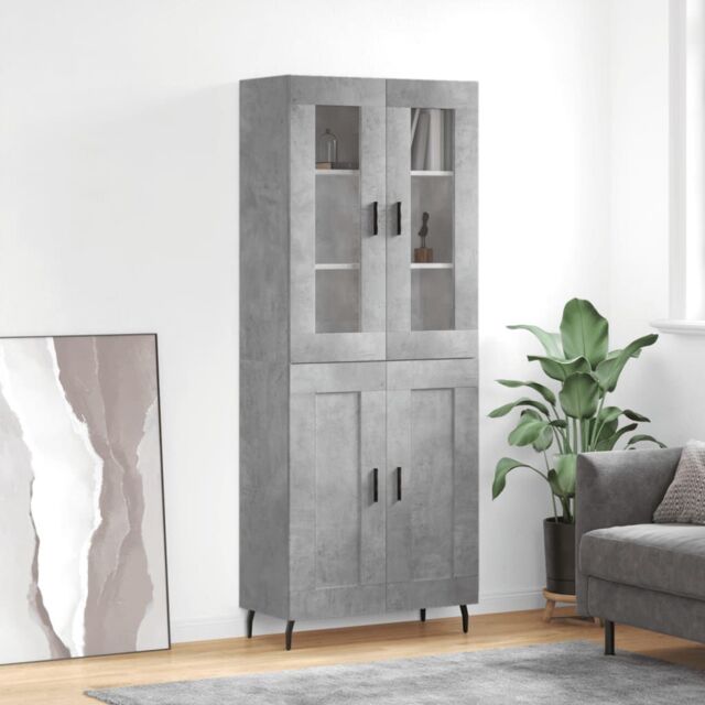 Berkfield Home Highboard Concrete Grey 69.5x34x180 cm Engineered Wood - image 1
