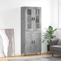 Berkfield Home Highboard Concrete Grey 69.5x34x180 cm Engineered Wood - thumbnail 1