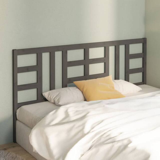 Berkfield Home Beautiful Bed Headboard Grey 206x4x100 cm Solid Wood Pine - Size: 206 x 4 x 100 cm - image 1