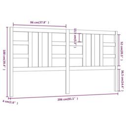 Berkfield Home Beautiful Bed Headboard Grey 206x4x100 cm Solid Wood Pine - Size: 206 x 4 x 100 cm - thumbnail 6