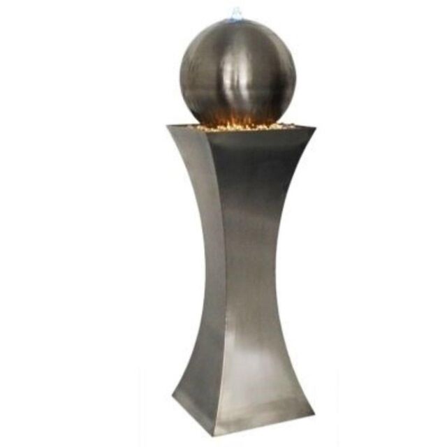 Primrose Brushed Hourglass & Sphere Water Feature with Lights in Silver - image 1