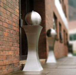 Primrose Brushed Hourglass & Sphere Water Feature with Lights in Silver - thumbnail 2