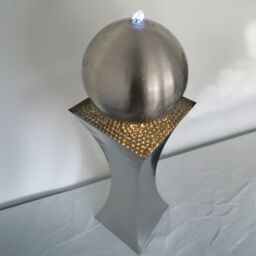 Primrose Brushed Hourglass & Sphere Water Feature with Lights in Silver - thumbnail 3