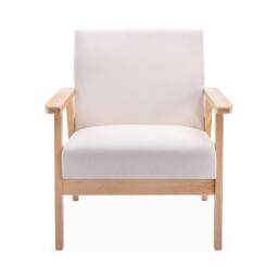 sweeek Scandi-style wood frame upholstered armchair in Cream - thumbnail 7