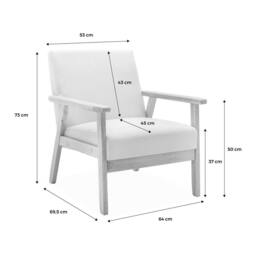 sweeek Scandi-style wood frame upholstered armchair in Cream - thumbnail 5