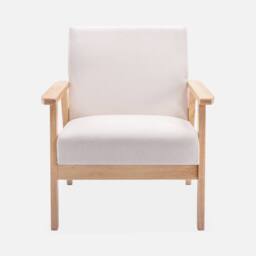sweeek Scandi-style wood frame upholstered armchair in Cream - thumbnail 2