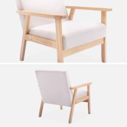 sweeek Scandi-style wood frame upholstered armchair in Cream - thumbnail 3