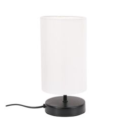 ValueLights Francis Matte Black Dimmable Touch Table Lamp with Fabric Shade in White - thumbnail 2