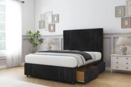 "Comfort Beds The Foxy Naples Divan Set 2 Drawers-54"" Headboard-Footboard in Black - Size: Single" - thumbnail 2