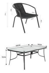 Living and Home 4 Person Patio Garden Dining Set With Umbrella in Black - thumbnail 6