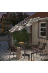 Living and Home 4 Person Patio Garden Dining Set With Umbrella in Black - thumbnail 3