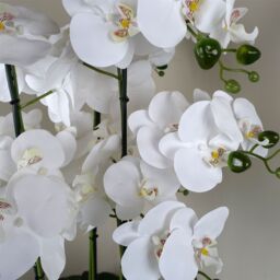 Leaf 60cm Orchid Artificial White Marble Effect Ceramic Planter in Green - thumbnail 3
