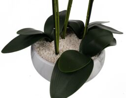 Leaf 60cm Orchid Artificial White Marble Effect Ceramic Planter in Green - thumbnail 5