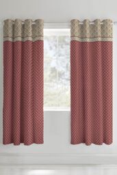Catherine Lansfield 'Kashmir' Paisley Lined Eyelet Curtains in Nude - Size: 168 cm width x 183 cm drop - thumbnail 1