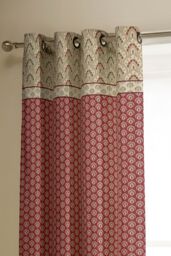 Catherine Lansfield 'Kashmir' Paisley Lined Eyelet Curtains in Nude - Size: 168 cm width x 183 cm drop - thumbnail 2