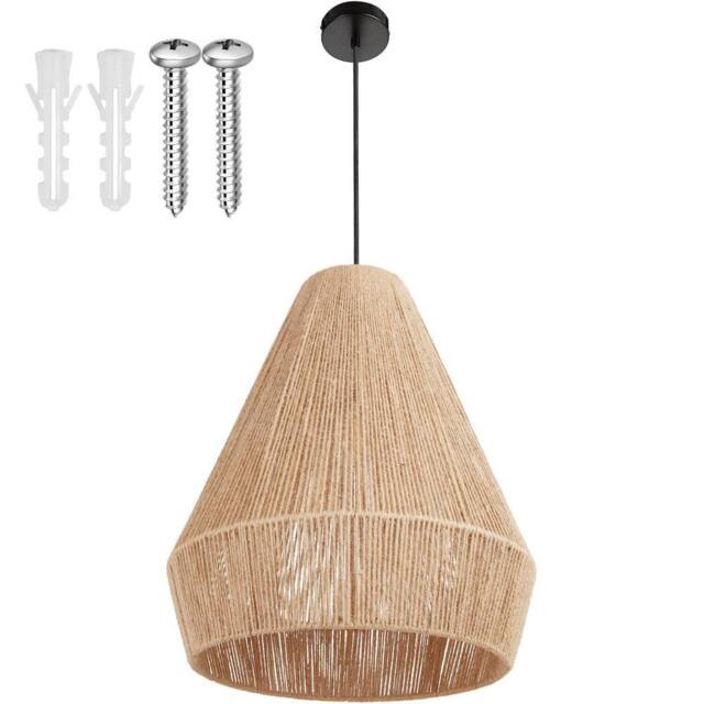 tectake Pendant Light Suri In Jute Fibre & Boho Chic Design in Natural - image 1