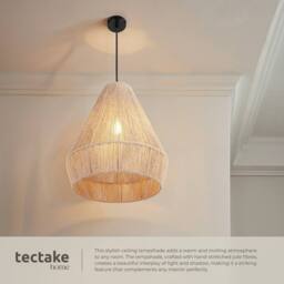 tectake Pendant Light Suri In Jute Fibre & Boho Chic Design in Natural - thumbnail 5