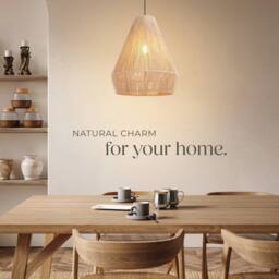 tectake Pendant Light Suri In Jute Fibre & Boho Chic Design in Natural - thumbnail 7