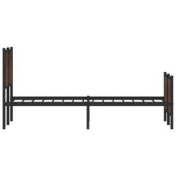 Berkfield Home Metal Bed Frame without Mattress Brown Oak 160x200 cm - thumbnail 6
