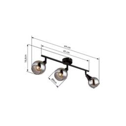 Netlighting Glyptar Ceiling Spotlight Bar Matt Black Smoke Glass Shade 3x E14 - thumbnail 5
