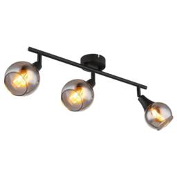 Netlighting Glyptar Ceiling Spotlight Bar Matt Black Smoke Glass Shade 3x E14