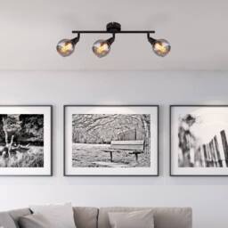 Netlighting Glyptar Ceiling Spotlight Bar Matt Black Smoke Glass Shade 3x E14 - thumbnail 4