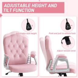 STILVORA Pink Office Chair with Diamante Back & Adjustable Height - thumbnail 7