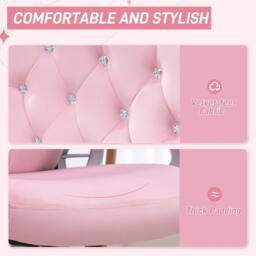 STILVORA Pink Office Chair with Diamante Back & Adjustable Height - thumbnail 6