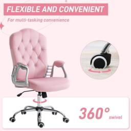 STILVORA Pink Office Chair with Diamante Back & Adjustable Height - thumbnail 8