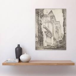 "Artery8 Joseph Pennell New York Stock Exchange Cityscape Wall Art Print in Grey - Size: W12"" x H16""" - thumbnail 4
