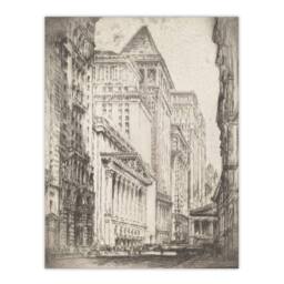 "Artery8 Joseph Pennell New York Stock Exchange Cityscape Wall Art Print in Grey - Size: W12"" x H16""" - thumbnail 1